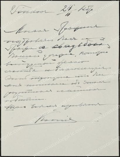 null XENIA ALEXANDROVNA, grande-duchesse de Russie (1875-1960).
Lettre autographe...