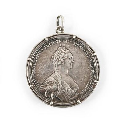 null CATHERINE II, impératrice de Russie (1729-1796).
Médaille de récompense, montée...