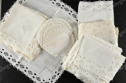 null ENSEMBLE DE LINGE DE TABLE
Comprenant 6 serviettes en lin blanc, brodées dans...
