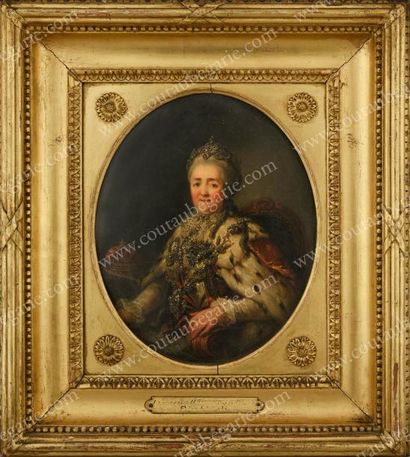 null Portrait de l'impératrice Catherine II de Russie (1729-1796)
Huile sur cuivre,...