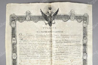 null ALEXANDRE Ier, empereur de Russie (1777-1825)
Décret officiel imprimé sur parchemin...