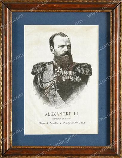 null ALEXANDRE III, empereur de Russie (1845-1894)
Portrait tissé en soie, conservé...