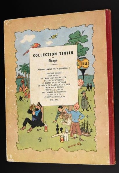HERGÉ TINTIN 03. Tintin en Amérique. B1. 1946. Edition originale couleurs. Dos rouge....