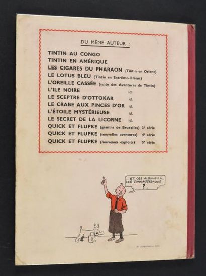 HERGÉ TINTIN 09. Le Crabe aux pinces d'or. A22.
Edition originale couleurs. 1er plat...