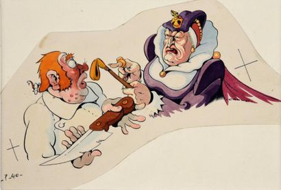 CALVO, Edmond 
La belle au bois dormant
Superbe illustration aux encres de couleur...