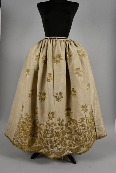 null Jupe d'une robe de cour brodée à disposition, Italie, début du XVIIIe siècle,...