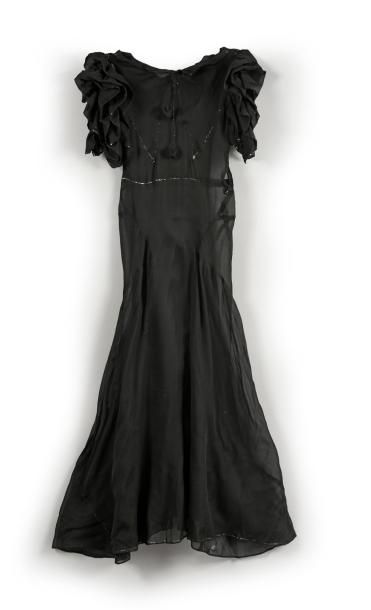 null Robe du soir, haute couture, griffée Marthe Cante à Nice, vers 1935, fourreau...