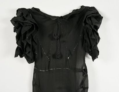 null Robe du soir, haute couture, griffée Marthe Cante à Nice, vers 1935, fourreau...