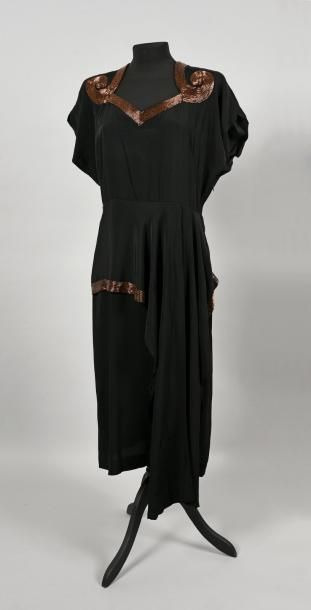 null Robe de cocktail haute couture, vers 1940-1945, robe à manches chauve-souris...