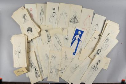 CHRISTIAN DIOR / YVES SAINT-LAURENT, Studios 
Ensemble de croquis de modèles haute...