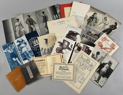 HERMES Réunion d'archives publicitaires, vers 1930-1940 principalement, 4 invitations,...