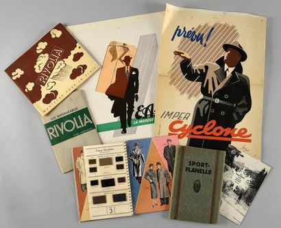 null [MODE MASCULINE]
Réunion de catalogues et affiche publicitaire, vers 1935-1940,...