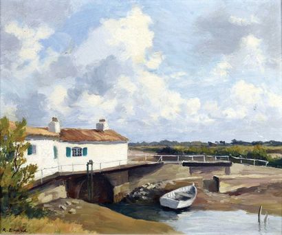 Raymond ENARD (1902-1982) Moulin à marée de Loix en Ré. Vers 1955.
Edifié au XVIIe...
