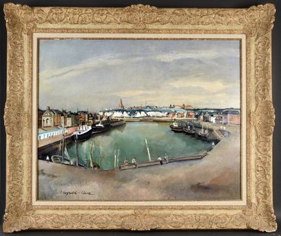 Léopold LÉVY (1882-1966) Le port de Dieppe Huile sur toile signée en bas à gauche....