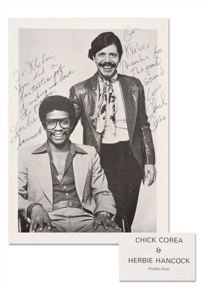 null Herbie Hancock et Chick Corea, autographes et dédicaces sur une page d'un programme...