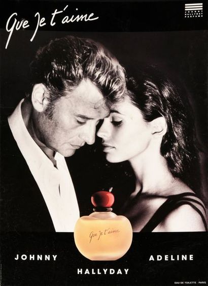 null Johnny Hallyday 1990. PLV de parfumeur pour la sortie de l'eau de toilette que...