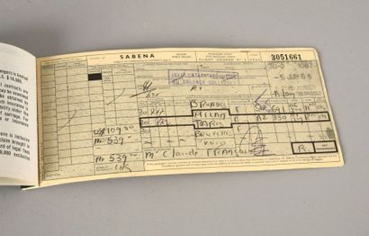 null François, Claude 1968.
Un billet d'avion de la compagnie Sabena daté du 5 juin...
