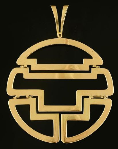 VAN CLEEF & ARPELS Important pendentif articulé en or 750 millièmes à décor géométrique...