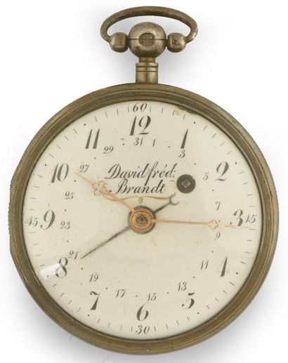 Davidfred Brandt Montre de gousset en argent (925 millièmes) le cadran émaillé blanc...