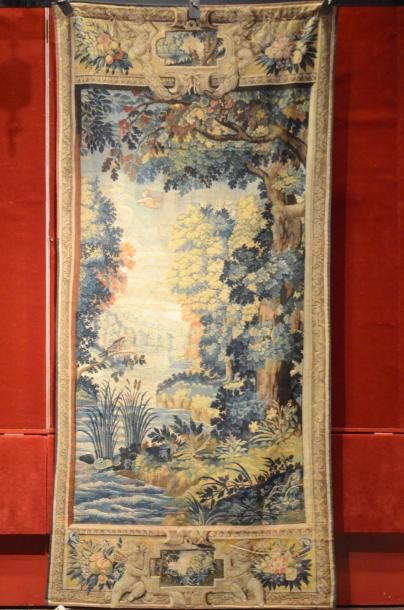 null Fine portière, panneau de tapisserie de Bruxelles (Flandres) Fin du XVIIème...