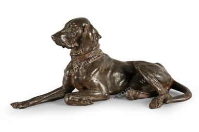 LIEBERICH Nicolas Ivanovitch (1828-1883) 
Chien de chasse allongé.
Fonte de fer à...