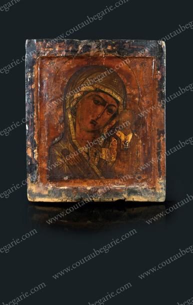 null ICÔNE DE LA VIERGE DE KAZAN.
Tempera sur panneau de bois. En l'état.
Travail...