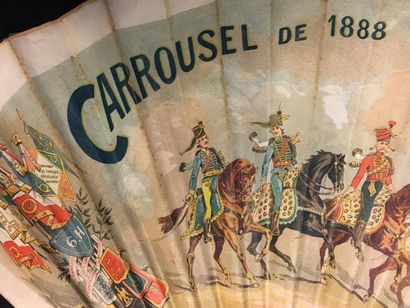 null Carrousel de Bordeaux, 1888
Grand éventail, feuille double en tissu chromolithographié...