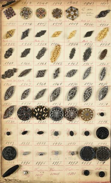 null Album de présentation de boutons, fin du XIXe siècle, boutons en métal et diverses...