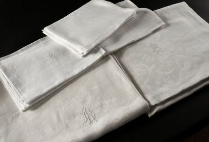 null Service de table, nappes et serviettes, fin du XIXème siècle.
Deux nappes en...