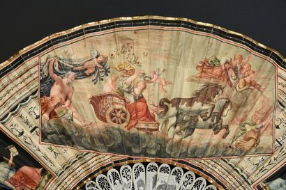 null Le triomphe de l'Aurore, vers 1790-1800
Eventail plié, feuille en peau peinte...