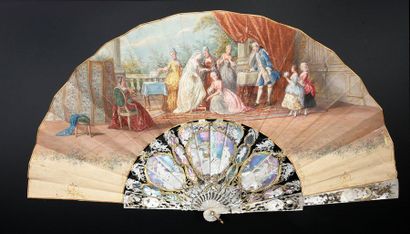 null L'habillage de la mariée, vers 1860-1870
Eventail plié, feuille en papier peint...