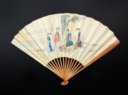 null Eventail érotique, Chine, vers 1900
Eventail à système, à trois feuilles de...