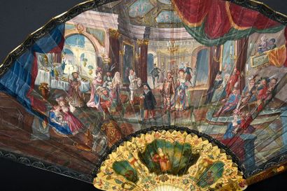 null La commedia dell'arte, vers 1700-1720
Eventail plié, feuille en peau peinte...