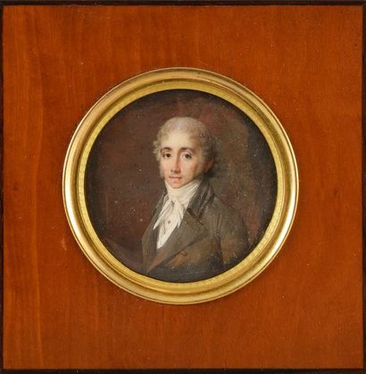 Jacques Antoine Barrois (XVIII-XIXe) 
«Portrait d'homme»
Miniature ronde signée en...