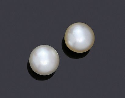null Paire de boutons d'oreilles en or blanc 750 millièmes, ornées de perles fines...