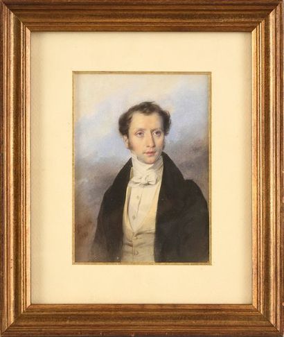 Paul Gomien (1799-1846) 
Portrait de Charles Leclerc.
Miniature rectangulaire signé...