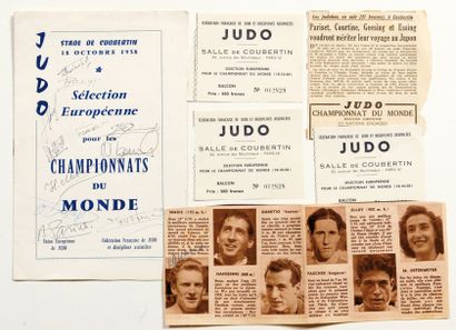 null Programme de la selection européenne 1958 pour les Championnats du Monde. Autographes...