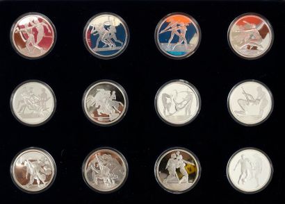 null Coffret de 12 pièces commémoratives des Jeux Olympiques d'Athenes 2004 de différentre...
