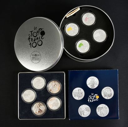 null Ensemble de 2 coffrets de monnaies commémorant le Centenaire du Tour de France...