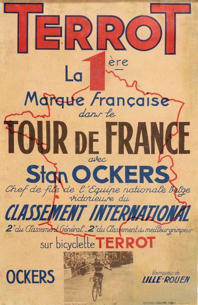 null Affiche des cycles Terrot, 1ère marque française sur le Tour de France 1950...