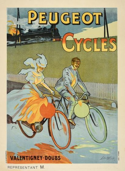 null Affiche des Cycles Peugeot Valentigney par Lobel-Riche. Circa 1898. Imprimerie...