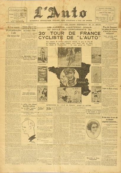 null Ensemble de 27 numéros du quotidien l'Auto couvrant le Tour de France 1926 avec...