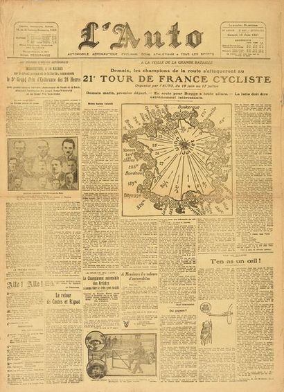 null Ensemble de 30 numéros du quotidien l'Auto couvrant le Tour de France 1927 avec...
