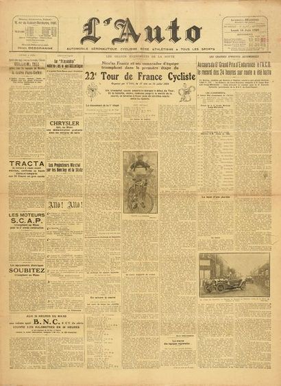 null Ensemble de 20 numéros du quotidien l'Auto couvrant le Tour de France 1928 avec...