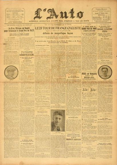 null Ensemble de 29 numéros du quotidien l'Auto couvrant le Tour de France 1929 avec...