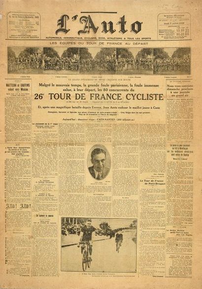 null Ensemble de 20 numéros du quotidien l'Auto couvrant le Tour de France 1932 avec...