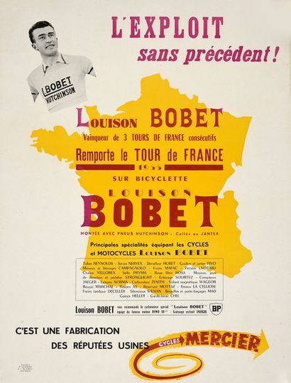 null Affiche Palmarès pour les bicyclettes Louison Bobet. Remporte le Tour de France...