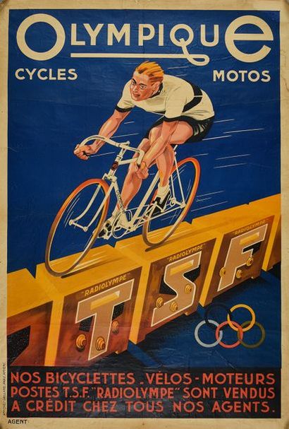 null Affiche des Cycles Olympique TSF. Circa 1930. Imprimerie Gaillard, Paris-Amiens....