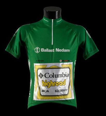 null Mark Cavendish.
Maillot vert porté avec l'équipe Columbia-Highroad sur la Ster...