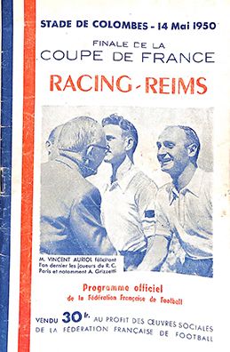 null Programme officiel de la finale de la Coupe de France 1950 opposant le Racing...